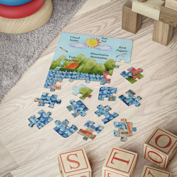 Kids Bilingual Spanish-English "Boat Day Fun On A Gorgeous Day" Jigsaw Puzzle [Teaching Kids Spanish Has Never Been More Fun]