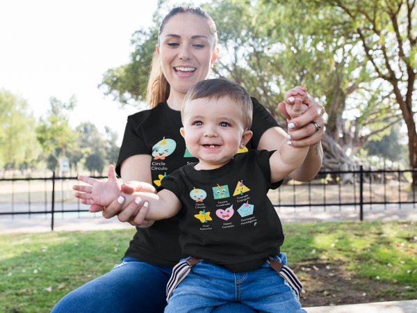 Toddler Bilingual Spanish-English SHAPES Toddler T-Shirt [Teaching Kids Spanish Has Never Been More Fun]